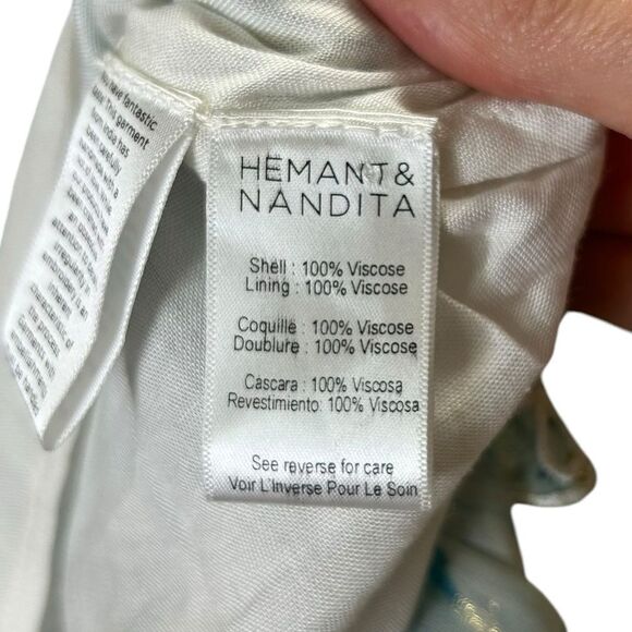 Hemant & Nandita - Women’s Floral Tiered Ruffle Mini Skirt - Blue, Gold, Small - Picture 11 of 14